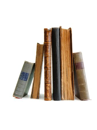 Stack of old books standing isolated の写真素材