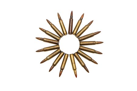 Many-pointed star of M16 cartridges isolatedの写真素材