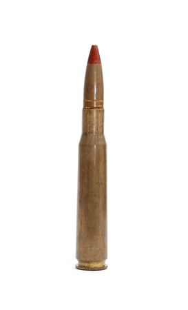 Browning BMG M17 red-tipped tracer cartridge isolated on whiteの写真素材