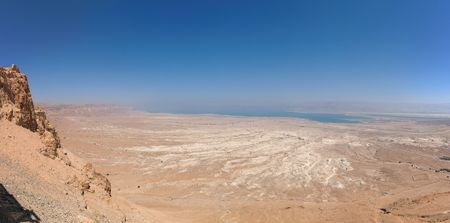 Desert landscape near the Dead Sea seen from Masada fortressの写真素材