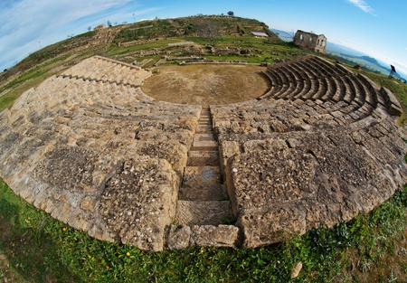 Ancient Greek amphitheater fisheye viewのeditorial素材