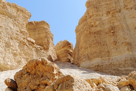Scenic weathered orange  rocks in stone desertの写真素材
