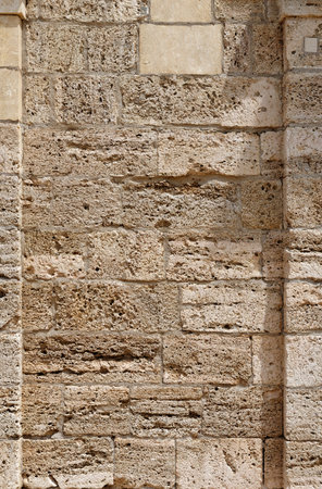 Texture of rough stone wall in ancient temple nicheの写真素材