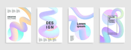 Minimal abstract pastel gradient covers. White background. Geometric future template for flyer, poster, brochure and invitation. Minimalistic colorful coverのイラスト素材