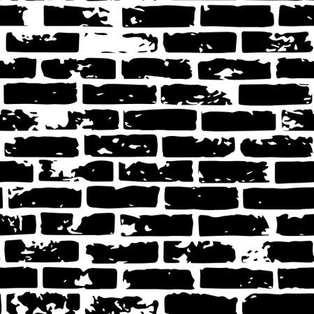 Seamless Texture Wall with wild Stone. Brick. Vector Illustration. Isolated black on white background.のイラスト素材