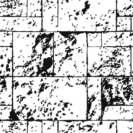 Seamless Texture Wall with wild Stone. Brick. Vector Illustration. Isolated black on white background.のイラスト素材