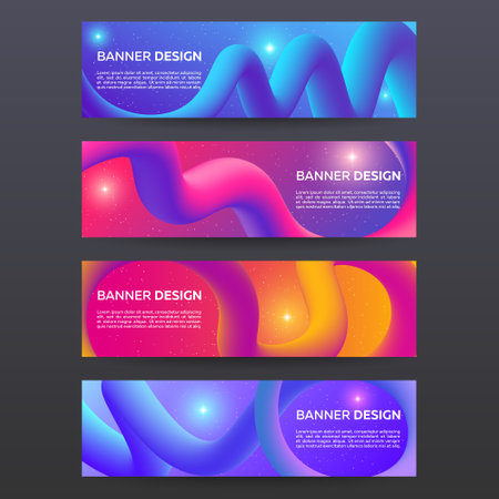 Banners set. Abstract tentaclesのイラスト素材