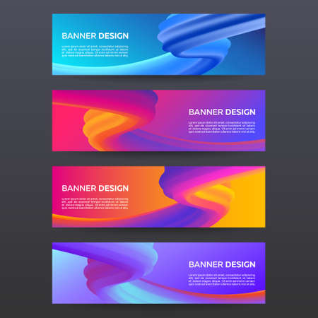 Abstract banners set. Vibrant flowのイラスト素材