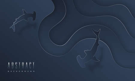 Abstract depth and Hammerhead sharksのイラスト素材