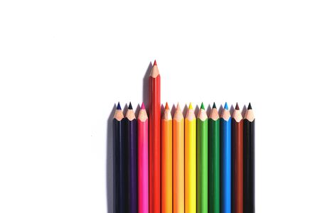 Multi colored pencils isolated on the white background. Back to school concept.