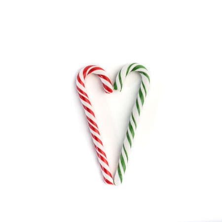 Christmas striped green and red and white heart shaped hard candies.