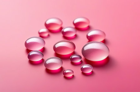 Serum or water drops. Texture of organic oil bubbles on bright background. Concept of skin moisturizing. Oil and water bubbles macro photography.の写真素材