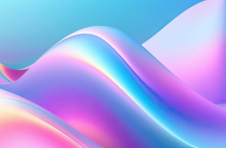 Multicolored abstract 3d background. Technology futuristic background. Trendy holographic colors. Pastel colors.の写真素材