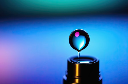 Serum or water drops. Texture of organic oil bubbles on bright background. Concept of skin...