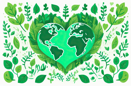 Planet Earth illustration, cartoon, water planet earth, living planet. Save the Planet Concept. Happy Earth Day.の写真素材