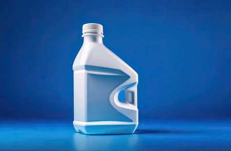 Illustration of used crushed plastic bottle on blue colored background. Recycling concept.の写真素材