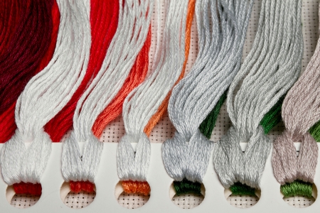 threads floss and the canvas designed for embroidery a cross