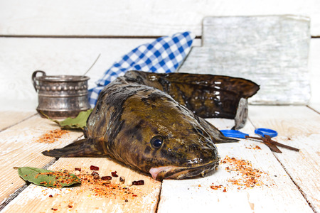 Fresh fish on the kitchen before cutting