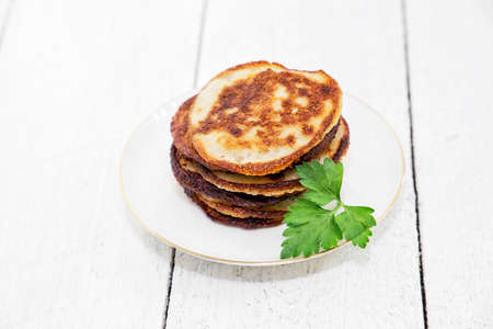 Fresh crispy potato pancakes. Dish from potatoesの写真素材