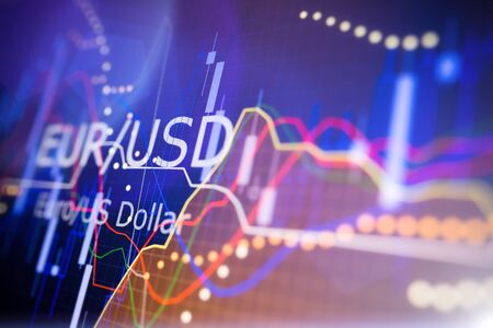 Data analyzing in foreign finance market: the charts and quotes on display. Analytics in pairs EUR /...