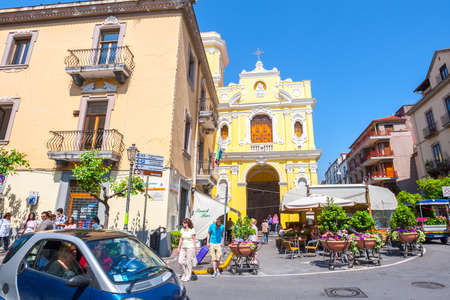 SORRENTO, ITALY -  29 May 2012: Tourists and local residents enjoy a sunny warm wheather at the urban center of Sorrento, Naples, Campania, Italy.のeditorial素材