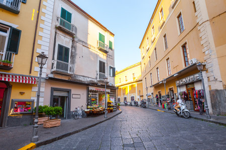 SORRENTO, ITALY -  29 May 2012: Tourists and local residents enjoy a sunny warm evening at the urban center of Sorrento, Naples, Campania, Italy.のeditorial素材