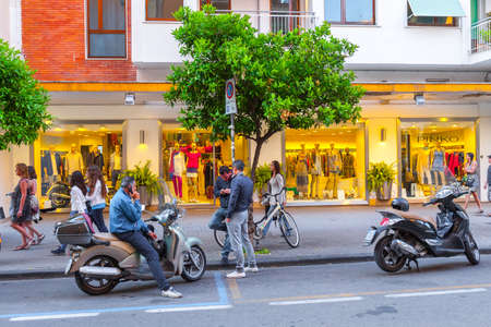 SORRENTO, ITALY -  29 May 2012: Local residents enjoy a sunny warm evening at the urban center of Sorrento, Naples, Campania, Italy.のeditorial素材