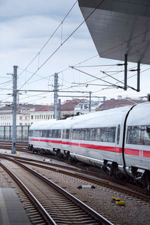 VIENNA, AUSTRIA - MAY 27: The Intercity-Express  Deutsche Bahn ICE train on main railway station of...
