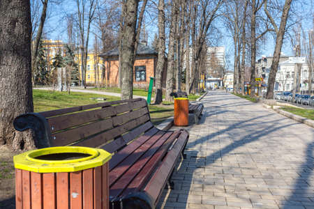 KYIV, UKRAINE - MAR 25, 2020: Usually very crowded, and almost empty now, the streets and squares of the city. Quarantine as a preventive measure against the spread of the coronavirus disease COVID-19のeditorial素材