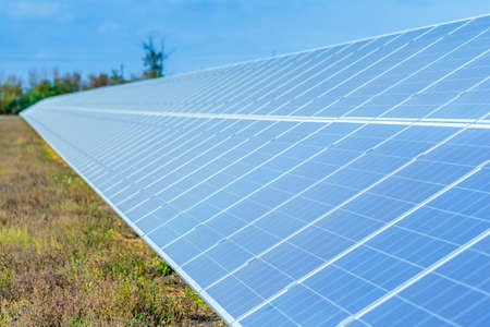 Solar panels, photovoltaic, alternative source environmentally friendly energy. In the backlight...