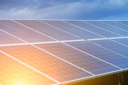 Solar panels, photovoltaic, alternative source environmentally friendly energy. In the backlight...