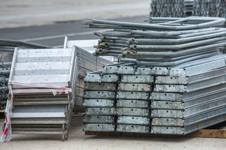 Openair storage of galvanized steel and aluminum frames, ladders, and ringlock scaffolding systems...