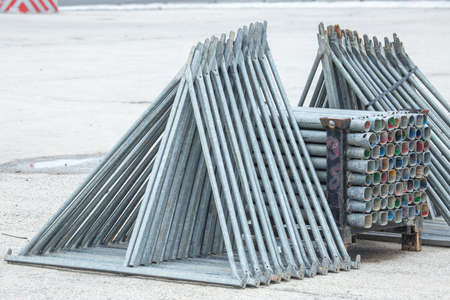 Openair storage of galvanized steel and aluminum frames, ladders, and ringlock scaffolding systems...