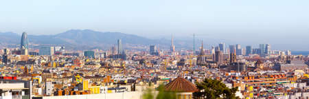 Panoramic view of of north part Barcelona from Montjuic, Catalonia, Spain.の写真素材