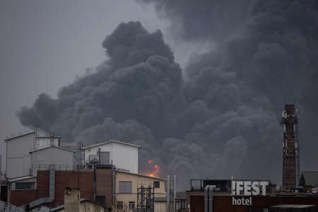 LVIV, UKRAINE - March 26, 2022: Destruction of civilian infrastructure by the russian army....