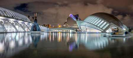 VALENCIA, SPAIN - NOV 18, 2021: rabbit by Leiko Ikemura, L'Hemisferic and Science Museum PrÃ­ncipe Felipe in City of Arts and Sciences in The City of Arts and Sciences designed by Santiago Calatravaのeditorial素材