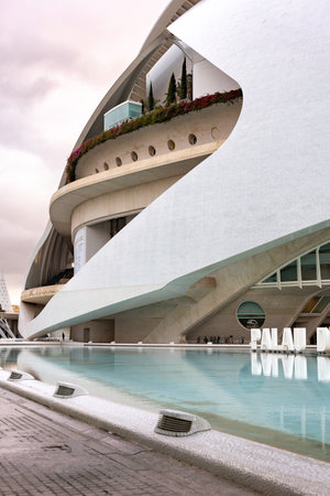 VALENCIA, SPAIN - NOV 18, 2021: Building of Queen Sofia Palace of Arts in City of Arts and Sciences in The City of Arts and Sciences designed by Santiago Calatrava and Felix Candelaのeditorial素材