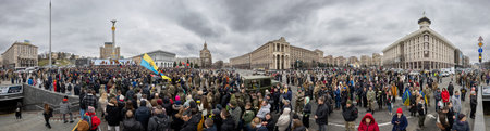 KYIV, UKRAINE - MAR 10 2023: people attend a memorial service for Dmytro Kotsiubailo, nom-de-guerre...