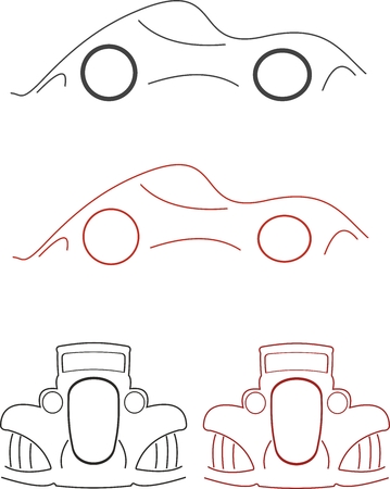 old car vector ilustration linesのイラスト素材