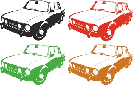 Vector illustration of an old car.のイラスト素材
