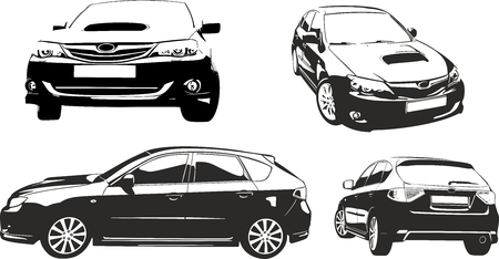 Black and vhite car vector ilustratiaonのイラスト素材