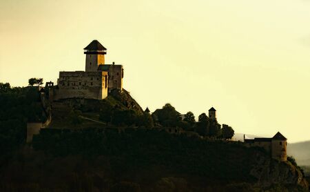 Castle in trencin, slovakia with candle lightの写真素材