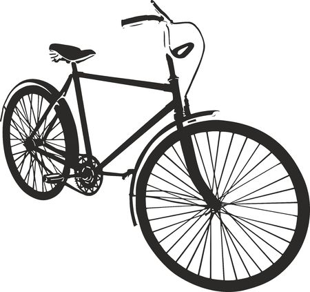 bicycle vector clip art contour lines illustration isolated on whiteのイラスト素材