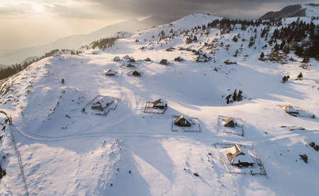 Velika Planina Shepherd Settlement on Big Pasture Plateau, Sloveniaの写真素材