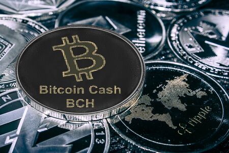 coin cryptocurrency BCH bitcoin cash against the main alitcoins the Ethereum, dash, monero, litecoinの写真素材