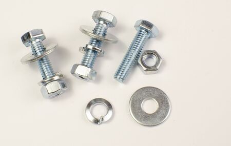 close-up shot of a small amount of automotive fasteners, metal productsの写真素材