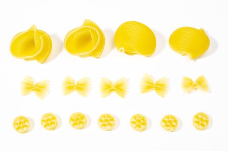 top view on pasta of different types and shape.
