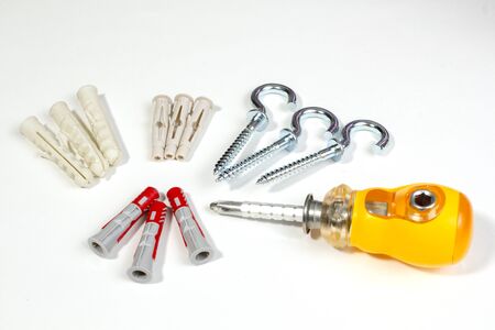 coarse-threaded metal hooks for mounting products on metal walls and professional tools