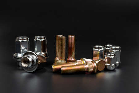 wheel nuts and studs for car wheel mounts repairの写真素材