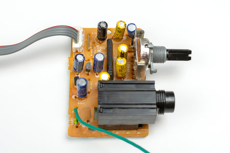 circuit board with electronic components close up